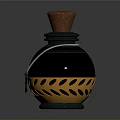 Decorative Household Living Accessory Bottle With Wooden Cork Metallic Perforated Design And Green Pendant