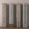 Modern Decorative Columns with Gray Finish and Gold Accent Contemporary Interior Architectural Elements 3d model
