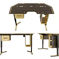 Modern Multifunctional Desk With Drawers Metal Frame And Practical Storage Compartments 3d model