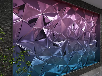 Modern Elegant Interior Wall With Geometric Patterns Gradient Colors And Metallic Texture 3d model
