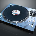 Professional Vinyl Turntable With Black Platter Tonearm And Vinyl Record For Music Playback