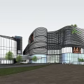 Modern Commercial Complex Architectural Design With Open Plaza And Urban Surroundings 3d model