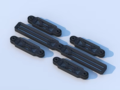 Durable Black Plastic Mechanical Parts Featuring Long Strip Design And Geometric Holes 3d model