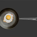 Delicious Fried Egg Cooked In A Frying Pan With Runny Yolk On Dark Background