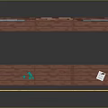Pixel Art Bar Setup Featuring Wooden Counter Hanging Guns Green Bottles And Yellow Railings
