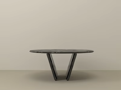 Round Black Coffee Table With Triangular Legs In Modern Minimalist Setting 3d model