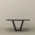 Round Black Coffee Table With Triangular Legs In Modern Minimalist Setting 3d model