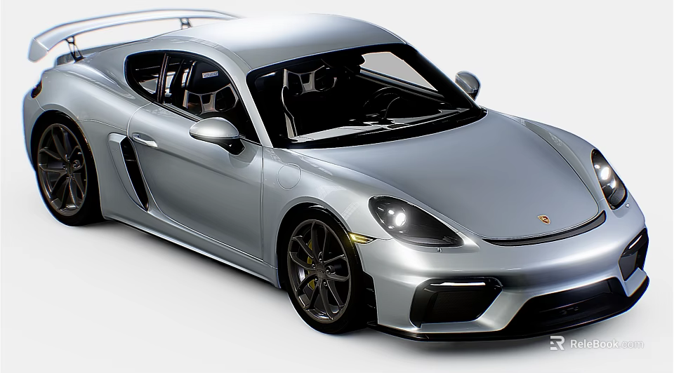 Silver Sports Car With Sleek Design Front Headlights And Alloy Wheels 3d model 
