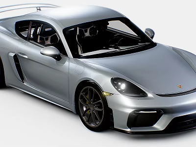 Silver Sports Car With Sleek Design Front Headlights And Alloy Wheels 3d model