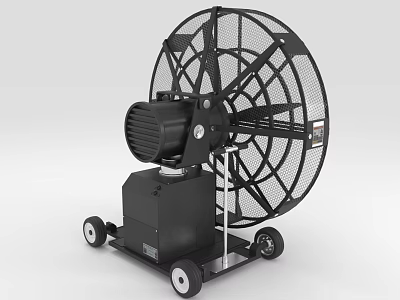 Industrial Air Cooler Fan With Black Metal Frame Large Wheels And Portable Design 3d model