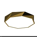 Modern Golden Polyhedral Ceiling Light With Geometric Design And Cream Illumination