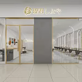 Modern Beauty Hair Salon Interior With Marble Accents Neat Styling Chairs And Green Plant