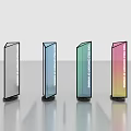 Modern Vertical Digital Signage Displays With Color Gradient Screens And Stand Base