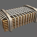 Handcrafted Ceramic Vessel With Wooden Slats And Rope Bound Decorative Structure