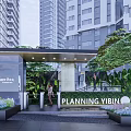 Modern Entrance Gate of Planning Yibin Project With Landscaped Greenery and Flower Beds