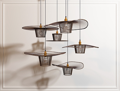 New Chinese Chandelier Bamboo Chandelier 3d model