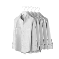Casual White Black And Beige Long Sleeve Shirts Hanging On Wooden Hangers Multiple Pieces