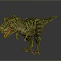 Realistic Tyrannosaurus Rex Dinosaur Figure With Green Striped Skin Open Mouth And Sharp Teeth