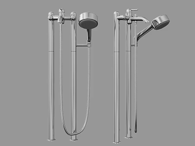 Sleek Modern Stainless Steel Shower Systems Featuring Overhead And Handheld Sprayers 3d model