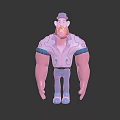 Stylized Cartoon Character With Blue Hat Red Beard Blue Outfit White Patterns Pink Arms