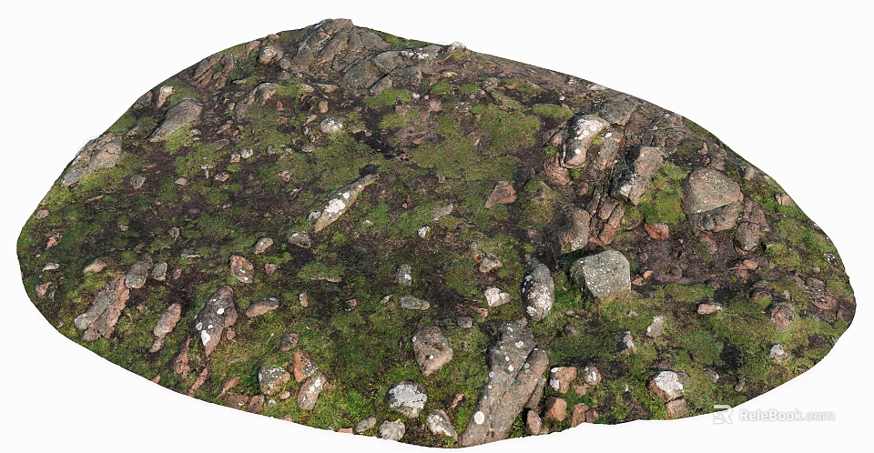 Natural Stone And Wood Elements In Rustic Landscape With Mossy Surfaces 3d model 