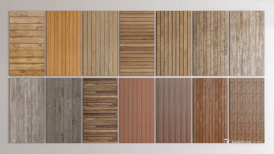 Different Wooden Flooring Types Featuring Various Wood Grain and Color Designs 3d model 