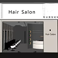 Modern Hair Salon Storefront With Glass Door Signage And Interior Chairs