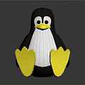 Cute Knitted Penguin Doll With Dark Brown Body White Belly And Yellow Beak And Feet