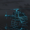 Helicopter Aircraft Transport Aircraft Transportation Technology Science Fiction Future Concept Blue Line Wireframe Wind 3d model