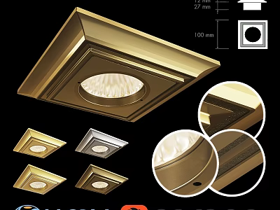 Modern Various Styles Downlights Spotlights With Gold Silver Finishes And Square Round Designs 3d model