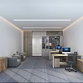 Modern Public Office Space With Workstations Sofa Computers And Storage Cabinets