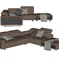 Modern Multiplayer Sofa Leather Sofa Corner Sofa Pillow Blanket 3d model