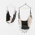 Hanging Hammock Chair with Black and Beige Design Tassel Details and Comfortable Cushions