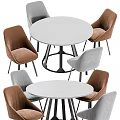 Modern Round Wooden Table And Upholstered Chairs Set With Metal Legs And Multi Color Design