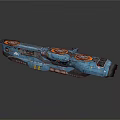 Blue Cosmic Spaceship With Circular Thrusters And 3D Design For Space Exploration