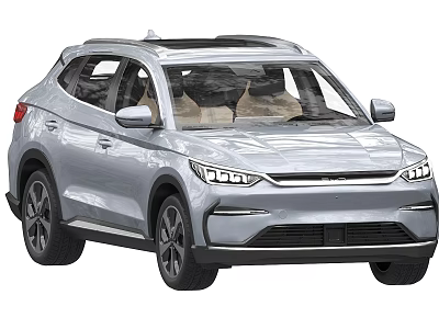 Silver Modern SUV With Sunroof LED Headlights And Black Alloy Wheels 3d model