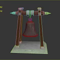 Architectural Bell Structure With Wooden Frame Metal Bell And Stone Base