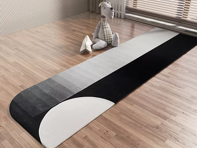 Geometric Shaped Area Rug in Black White Gray for Living Room 3d model