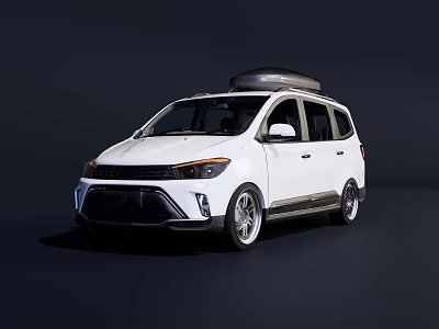 White Modern Minivan Car With Roof Storage Rack And Sleek Exterior Design 3d model