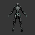 Sci Fi Mechanical Creature Featuring Metallic Armor Green Glowing Lines And Sharp Limbs 3d model