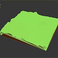 Scenic 3D Terrain Model With Orange Yellow Mountain Ranges And Green Water Area