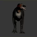 Realistic 3D Dinosaur Model With Red Head Gray Body And Open Mouth Against Gray Background