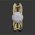 Ornate Gold Ring Featuring Large Oval Gemstone And Intricate Diamond Accents