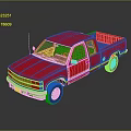 Red Classic Pickup Truck With Shiny Exterior Reflective Surface And Chrome Accents