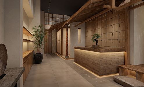 New Chinese Front Office Moxibustion Hall Front Office Reception 3d model