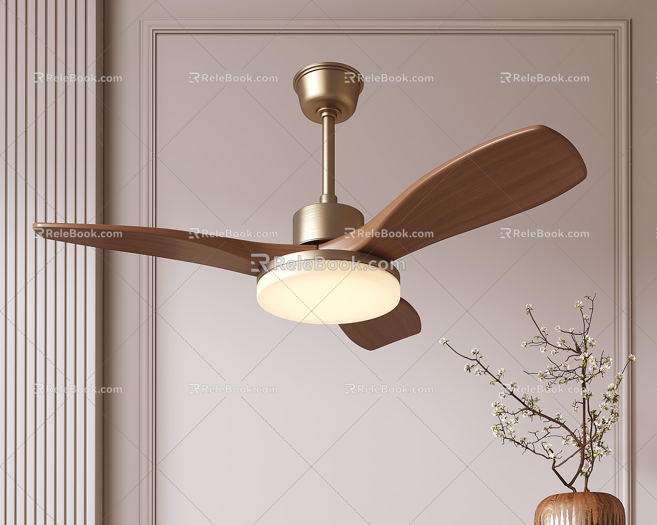 Middle style fan lamp 3d model