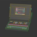 Vintage Portable Computer Classic Design Featuring Screen Displaying Yellow Text And Black Key Keyboard 3d model