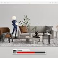 Quiet Sofa Tea Table Combination Sofa Coffee Table 3d model