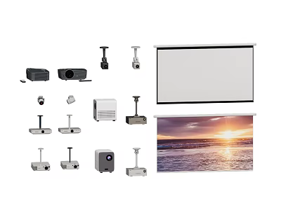 Professional Commercial Projection Equipment With Projectors Screens And Mounts For Business 3d model