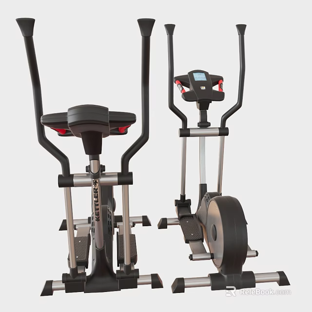 Sturdy Black Sports Equipment Elliptical Trainer With Digital Display Adjustable Seat And Flywheel Pedals 3d model 